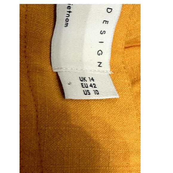 ASOS Wide Leg Pants High Rise Side Pockets Linen Blend Orange Women's US 10 NWT - Picture 10 of 11